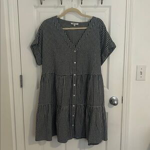 Madewell Navy and White Gingham Dress